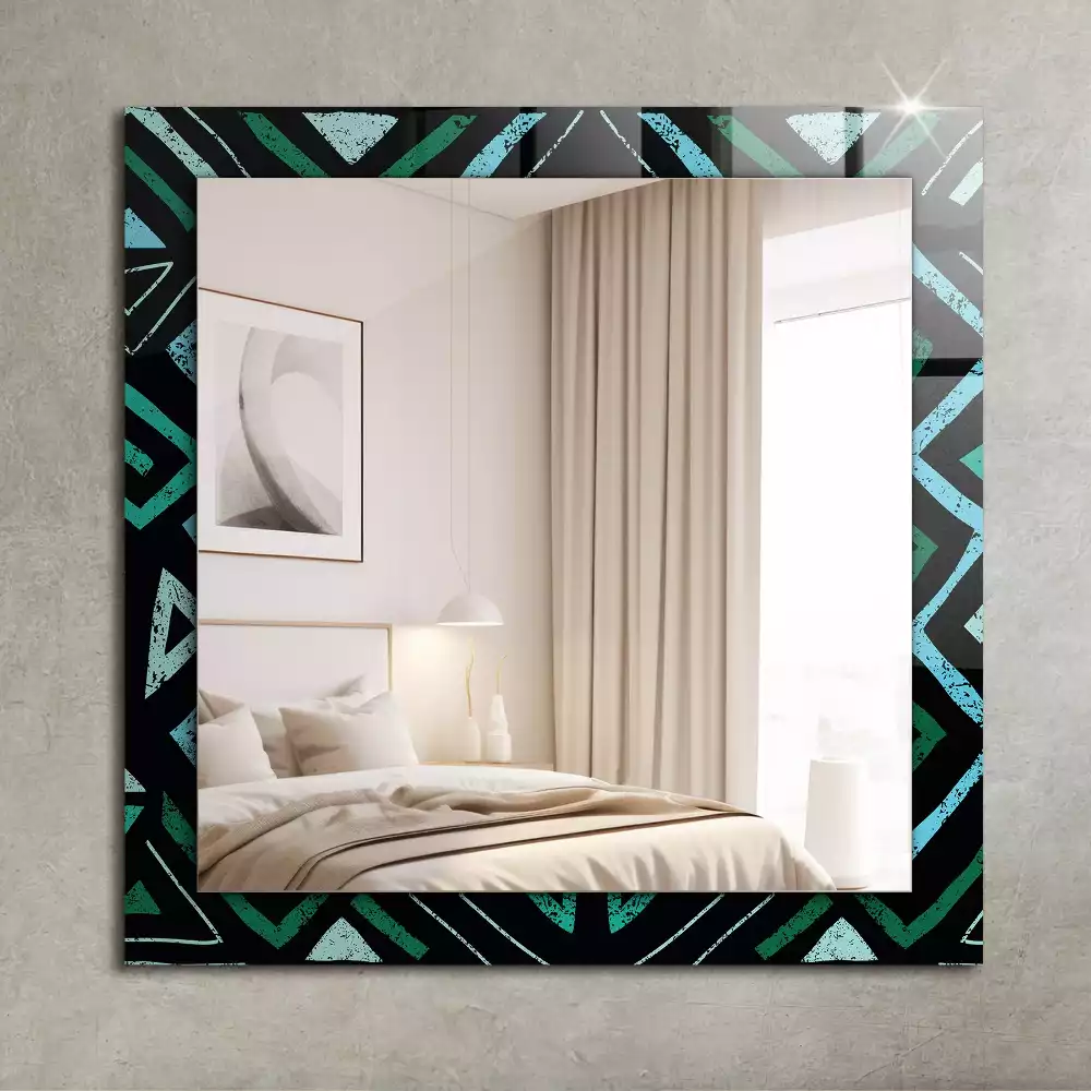 Miroir avec imprimé décoratif rectangulaire Motif géométrique turquoise