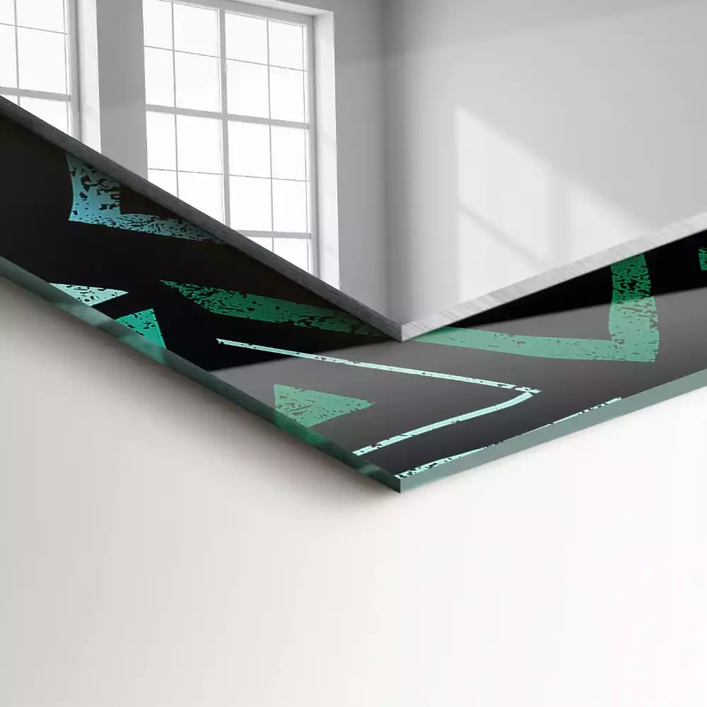 Miroir avec imprimé décoratif rectangulaire Motif géométrique turquoise
