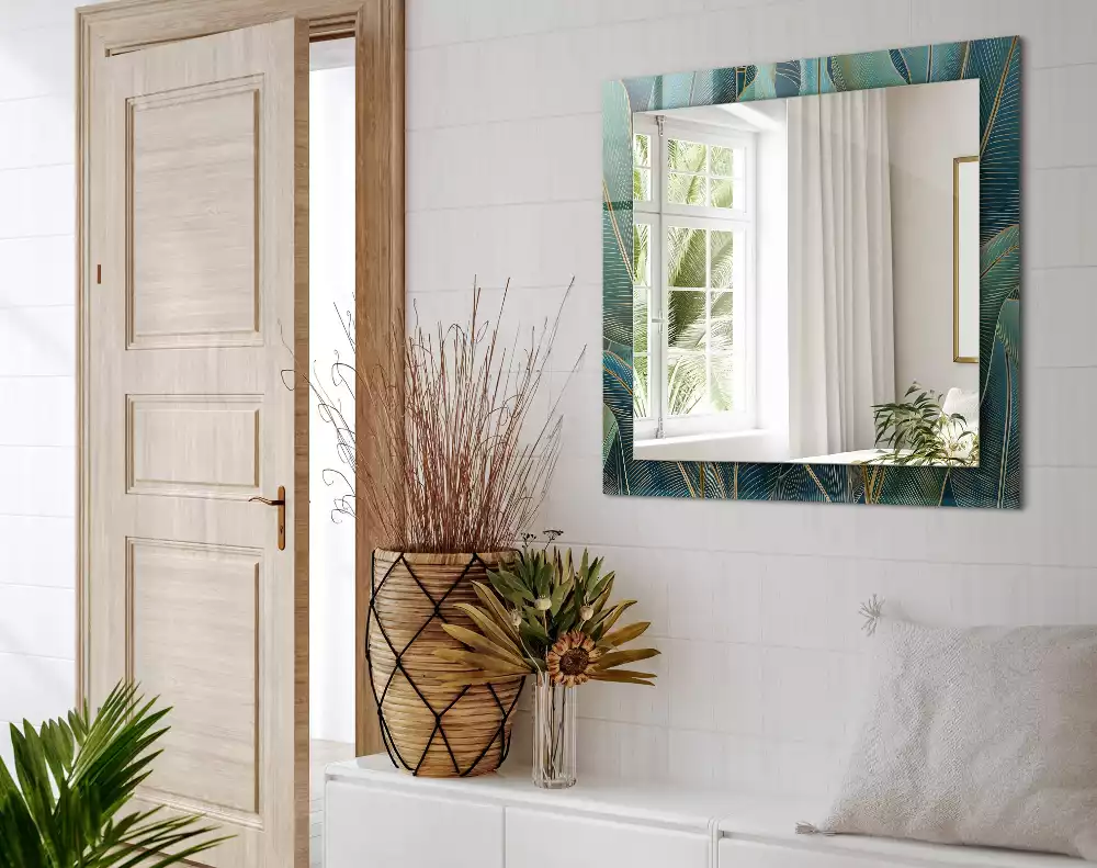 Miroir décoratif rectangulaire Feuilles lignes