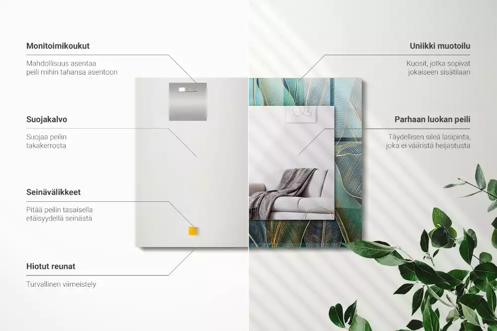 Miroir décoratif rectangulaire Feuilles lignes