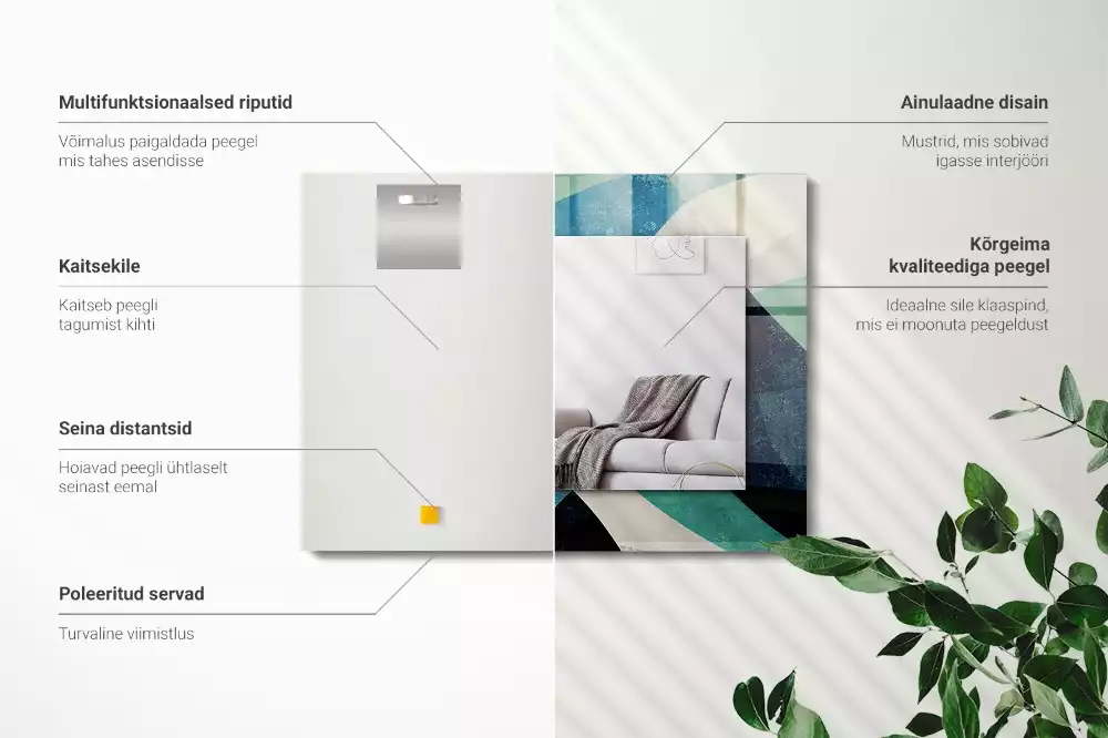 Miroir avec imprimé rectangulaire Motifs colorés abstraits