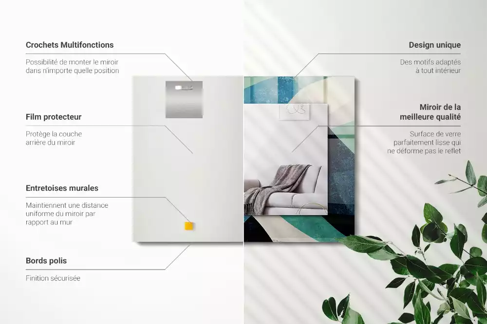Miroir avec imprimé rectangulaire Motifs colorés abstraits