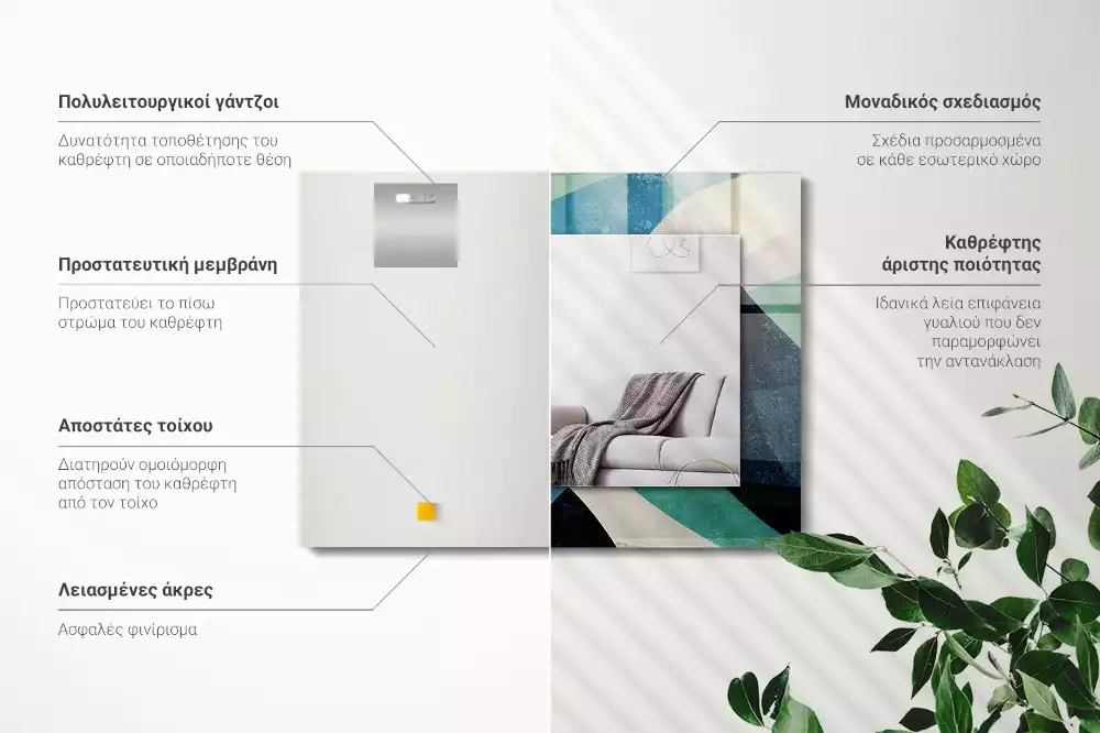 Miroir avec imprimé rectangulaire Motifs colorés abstraits