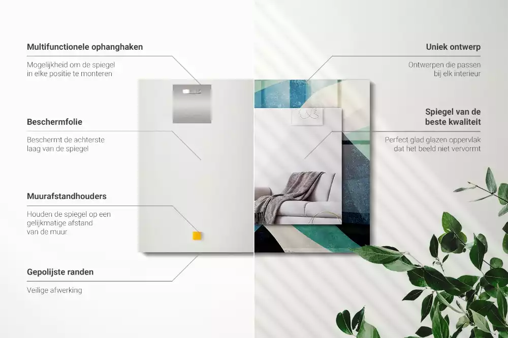 Miroir avec imprimé rectangulaire Motifs colorés abstraits