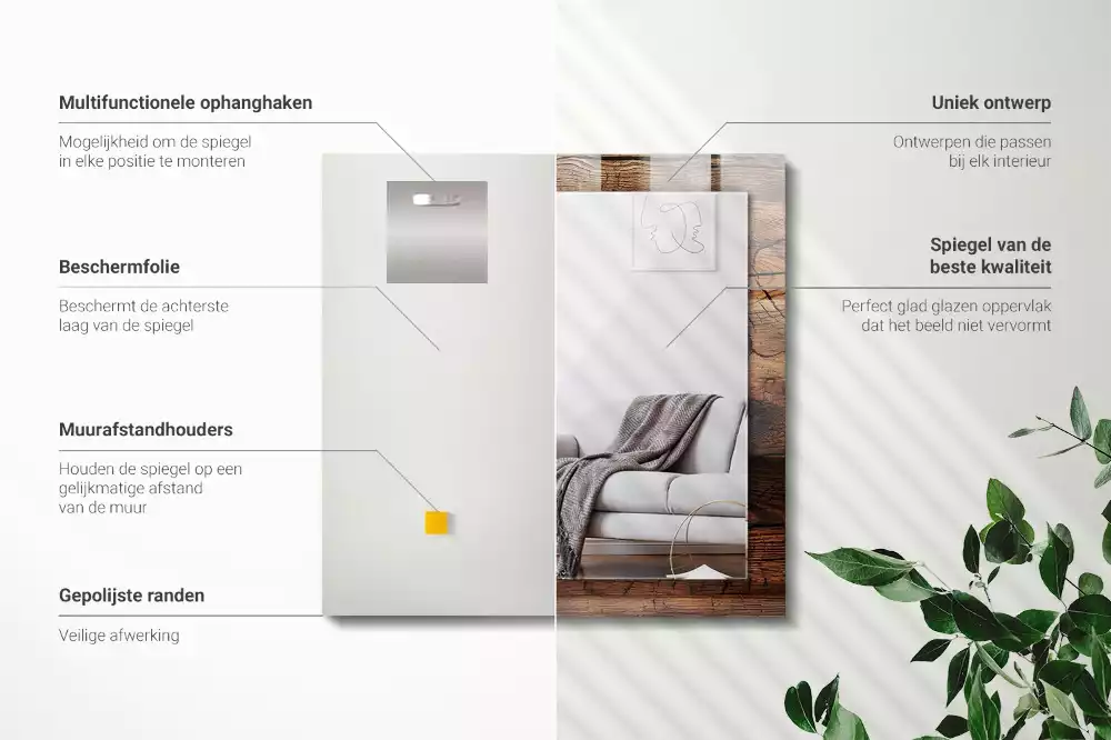 Miroir décoratif rectangulaire Texture bois planches