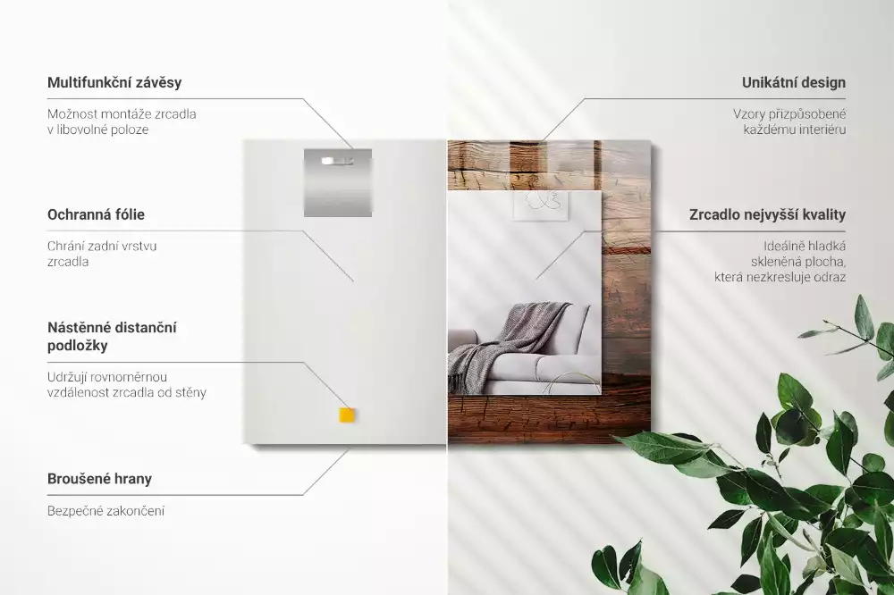 Miroir décoratif rectangulaire Texture bois planches