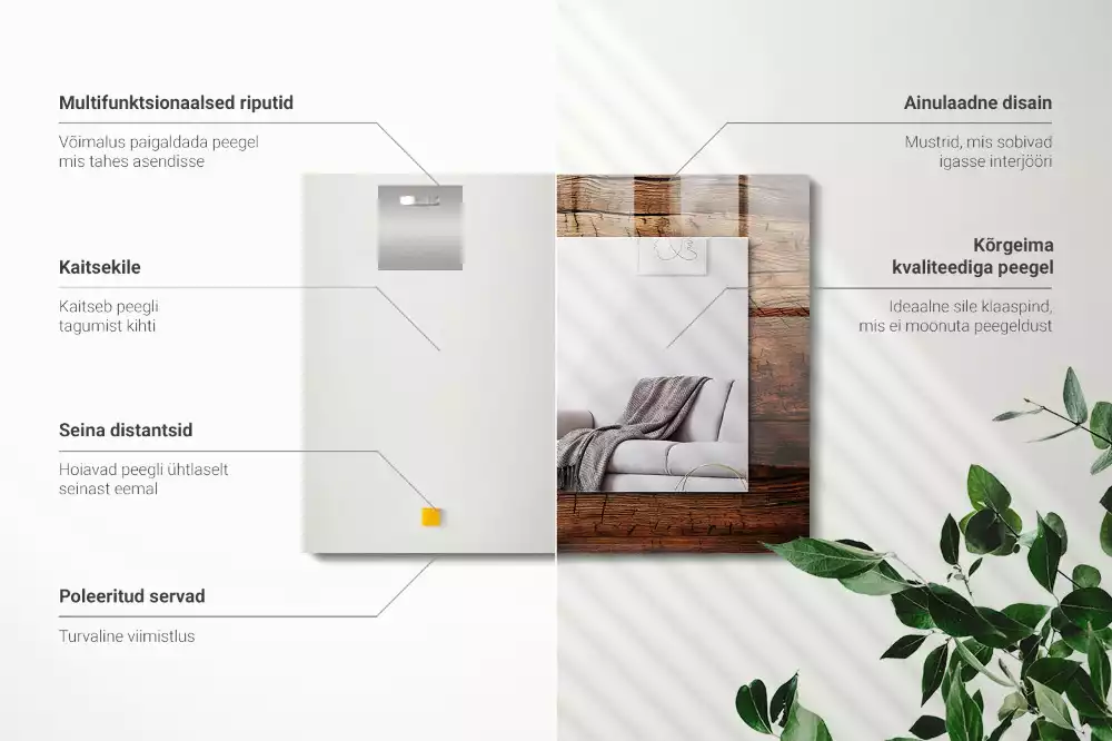 Miroir décoratif rectangulaire Texture bois planches