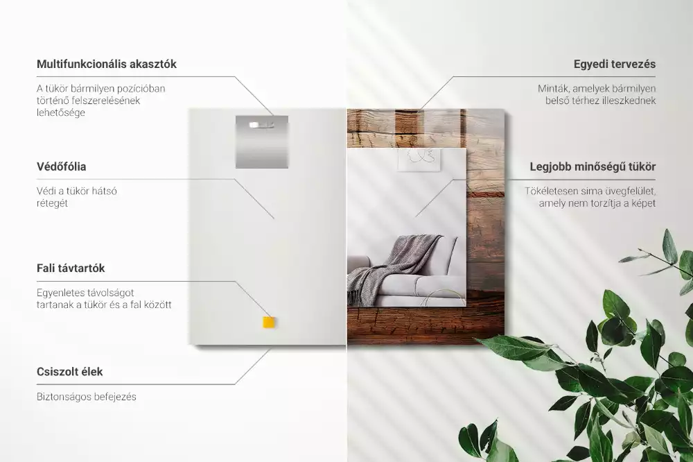 Miroir décoratif rectangulaire Texture bois planches