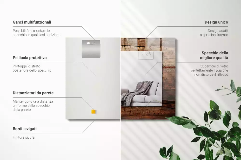 Miroir décoratif rectangulaire Texture bois planches