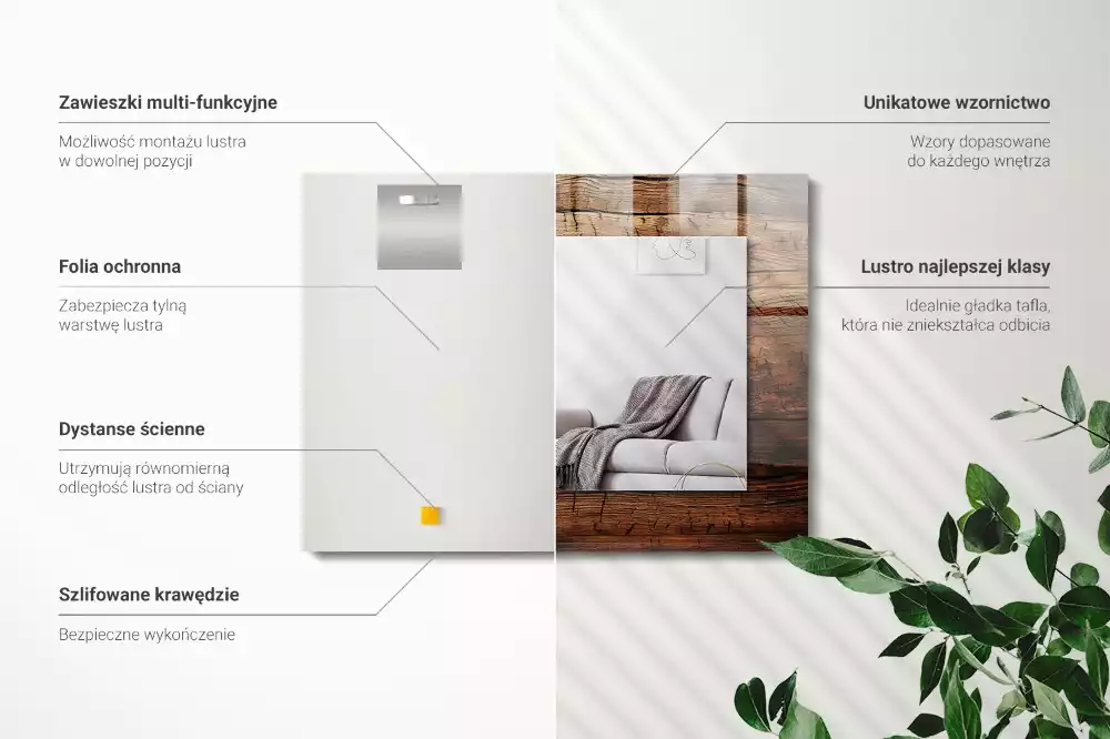 Miroir décoratif rectangulaire Texture bois planches