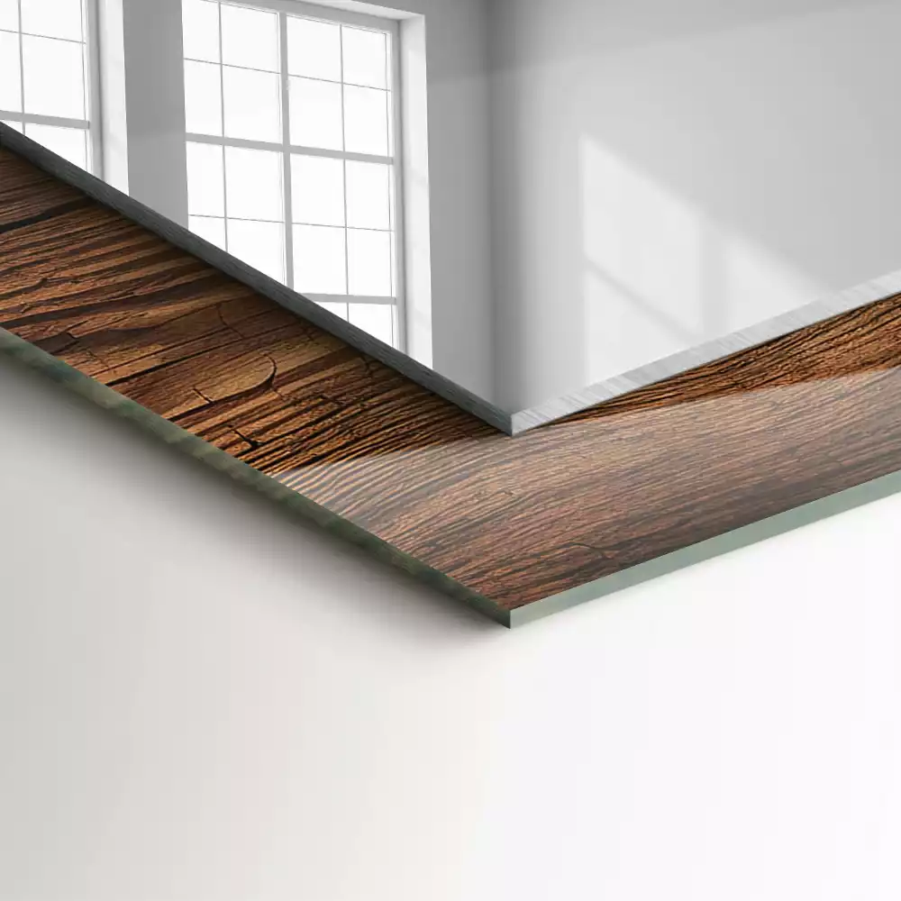 Miroir décoratif rectangulaire Texture bois planches