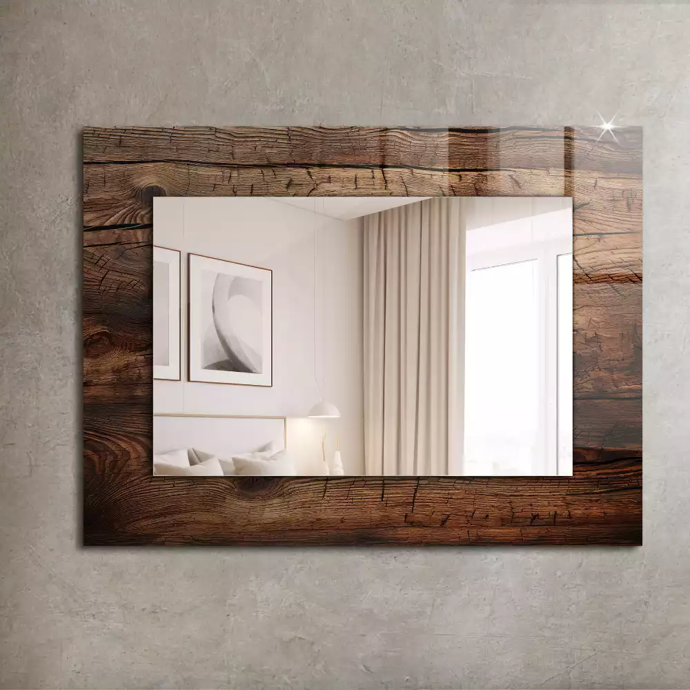 Miroir décoratif rectangulaire Texture bois planches