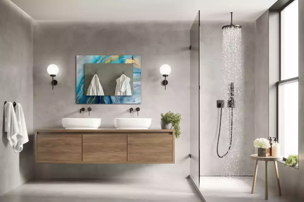 Miroir avec imprimé rectangulaire Marbre résine abstrait