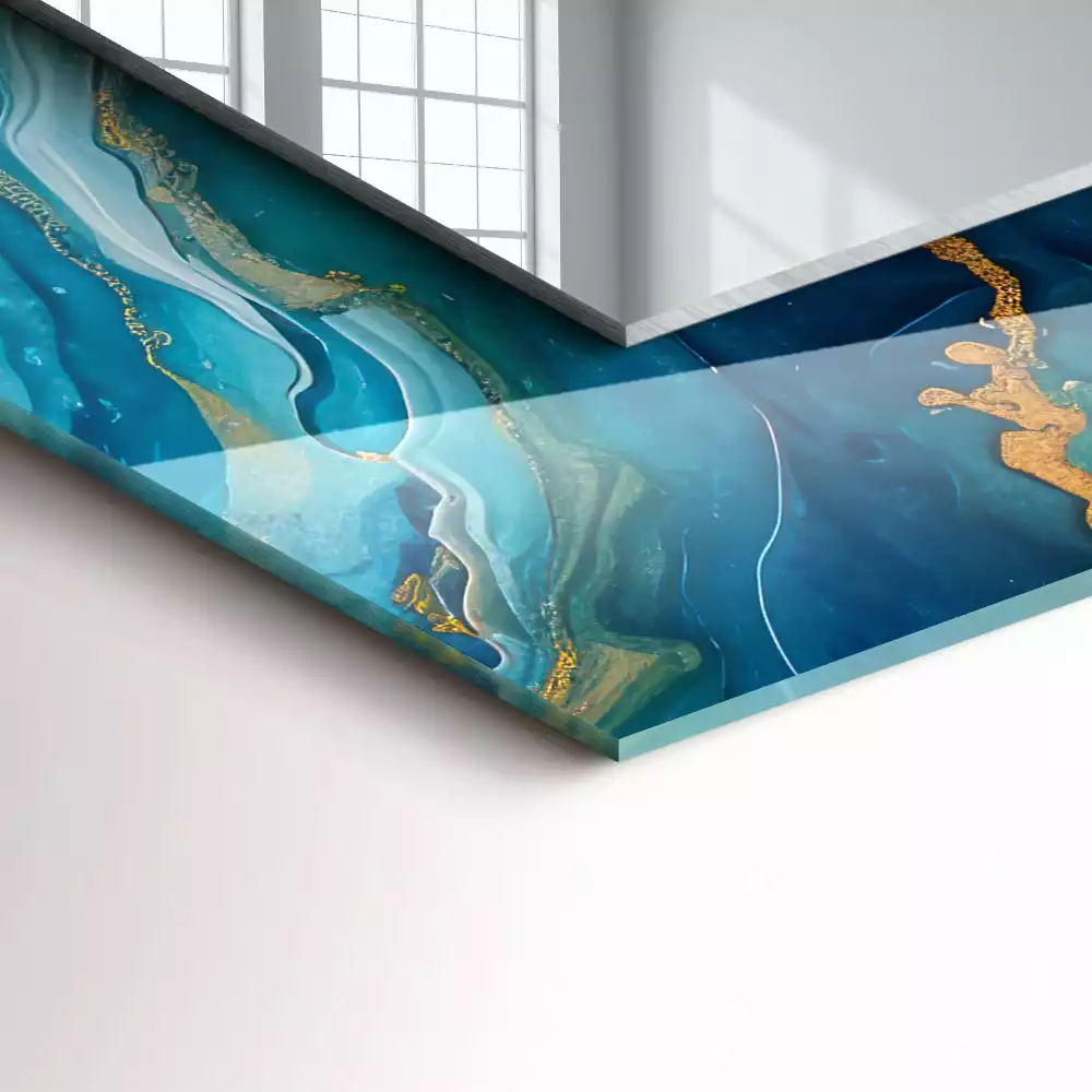 Miroir avec imprimé rectangulaire Marbre résine abstrait