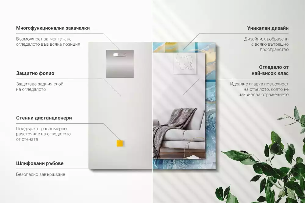 Miroir avec imprimé rectangulaire Marbre résine abstrait