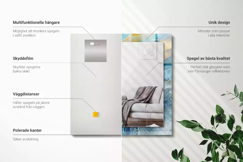 Miroir avec imprimé rectangulaire Marbre résine abstrait