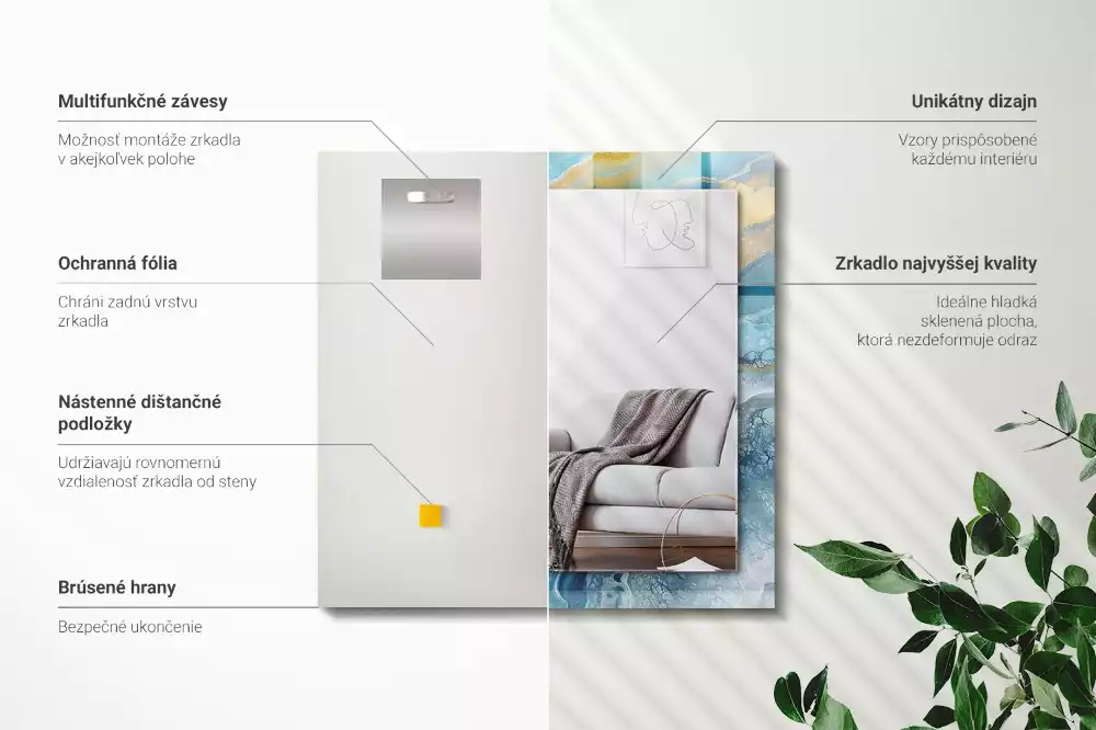 Miroir avec imprimé rectangulaire Marbre résine abstrait