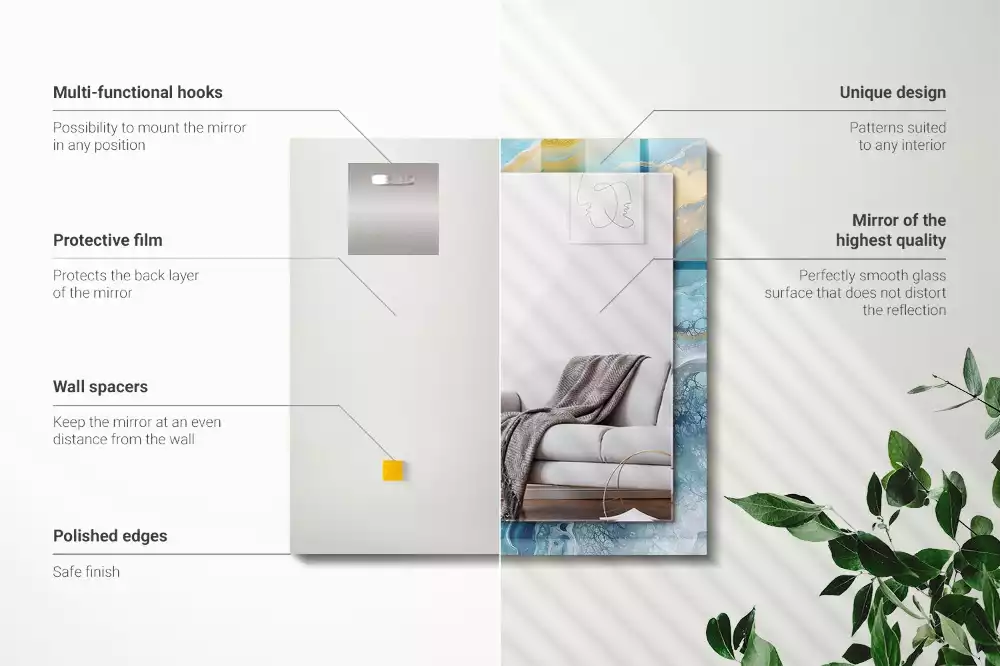 Miroir avec imprimé rectangulaire Marbre résine abstrait