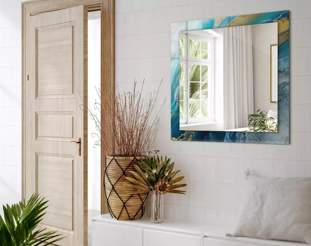 Miroir avec imprimé rectangulaire Marbre résine abstrait