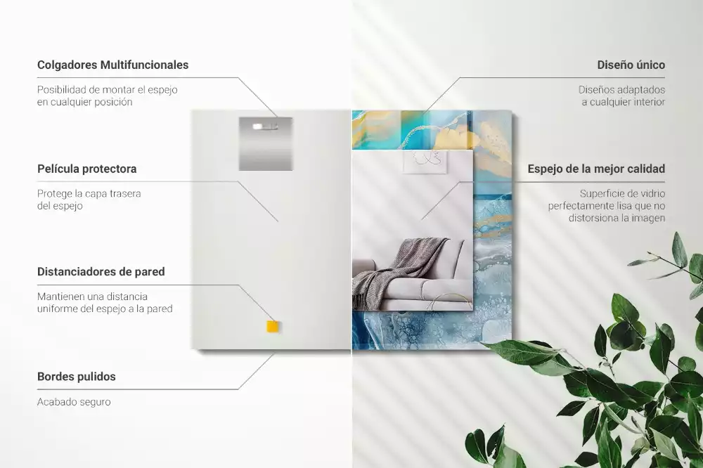 Miroir avec imprimé rectangulaire Marbre résine abstrait