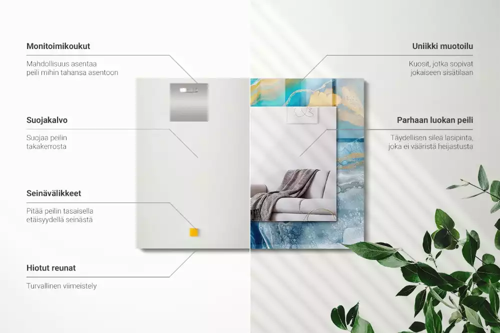 Miroir avec imprimé rectangulaire Marbre résine abstrait