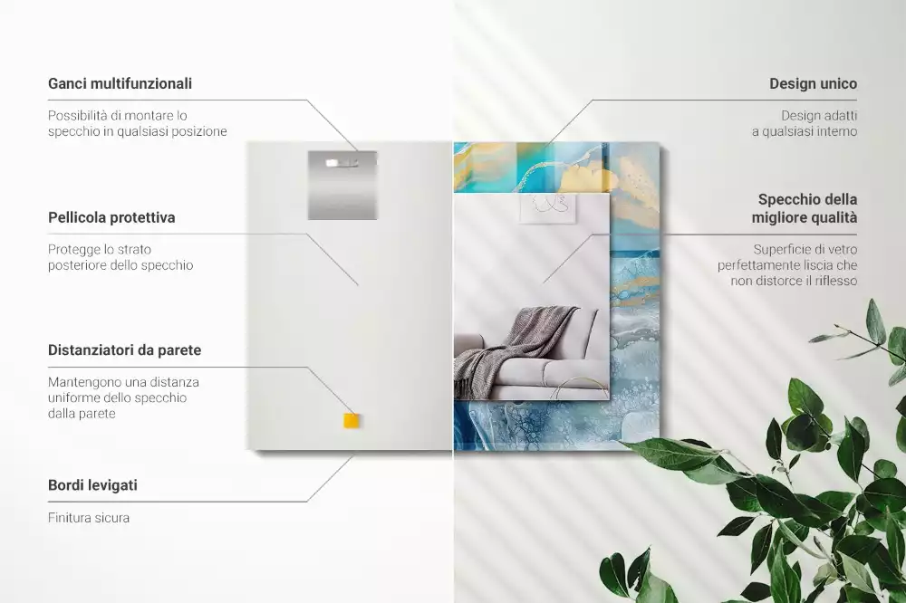 Miroir avec imprimé rectangulaire Marbre résine abstrait