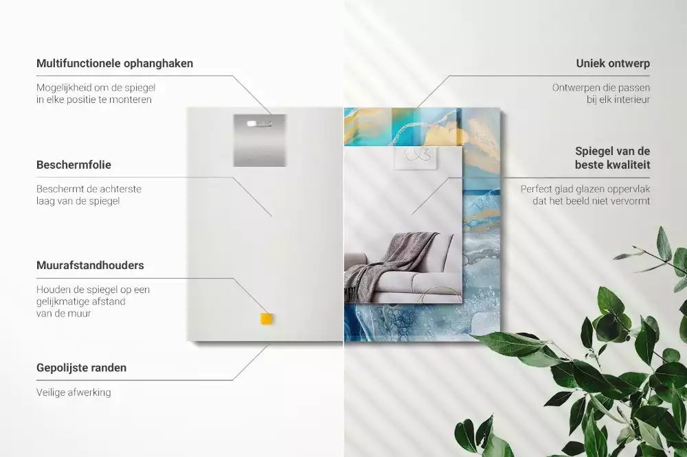 Miroir avec imprimé rectangulaire Marbre résine abstrait