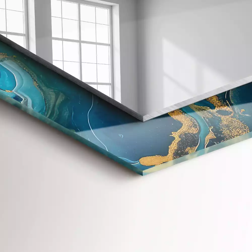 Miroir avec imprimé rectangulaire Marbre résine abstrait