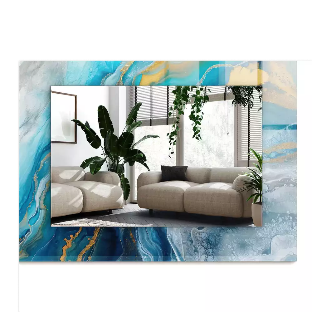 Miroir avec imprimé rectangulaire Marbre résine abstrait