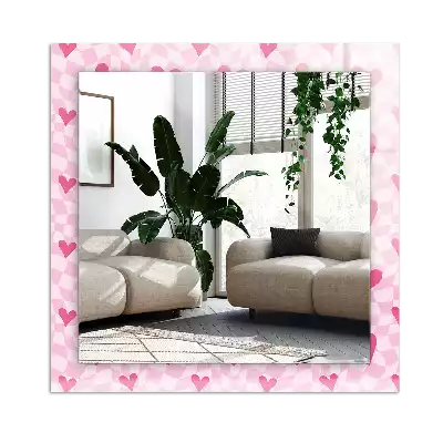 Miroir avec imprimé décoratif rectangulaire Cœurs roses