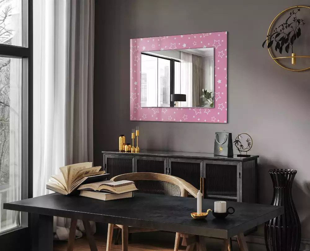 Miroir décoratif rectangulaire Étoiles roses