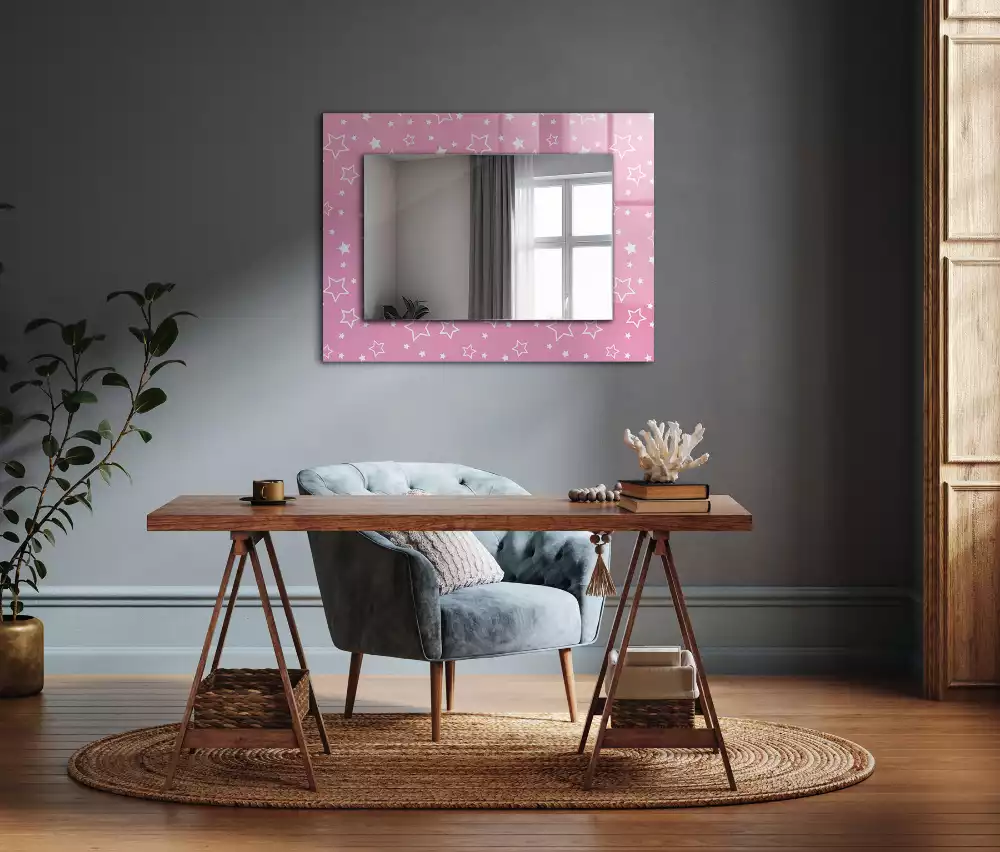 Miroir décoratif rectangulaire Étoiles roses