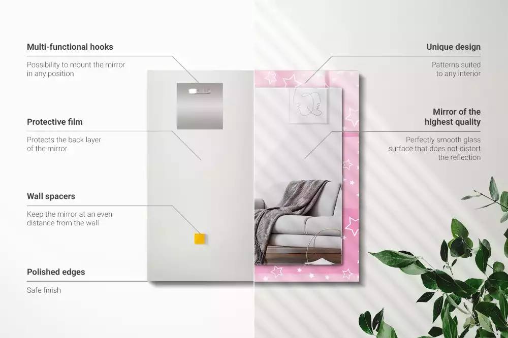 Miroir décoratif rectangulaire Étoiles roses