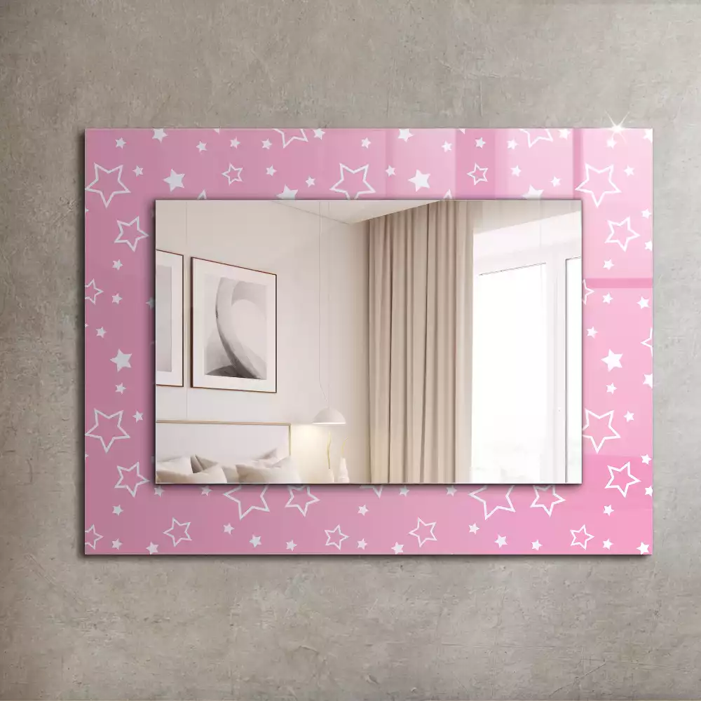 Miroir décoratif rectangulaire Étoiles roses