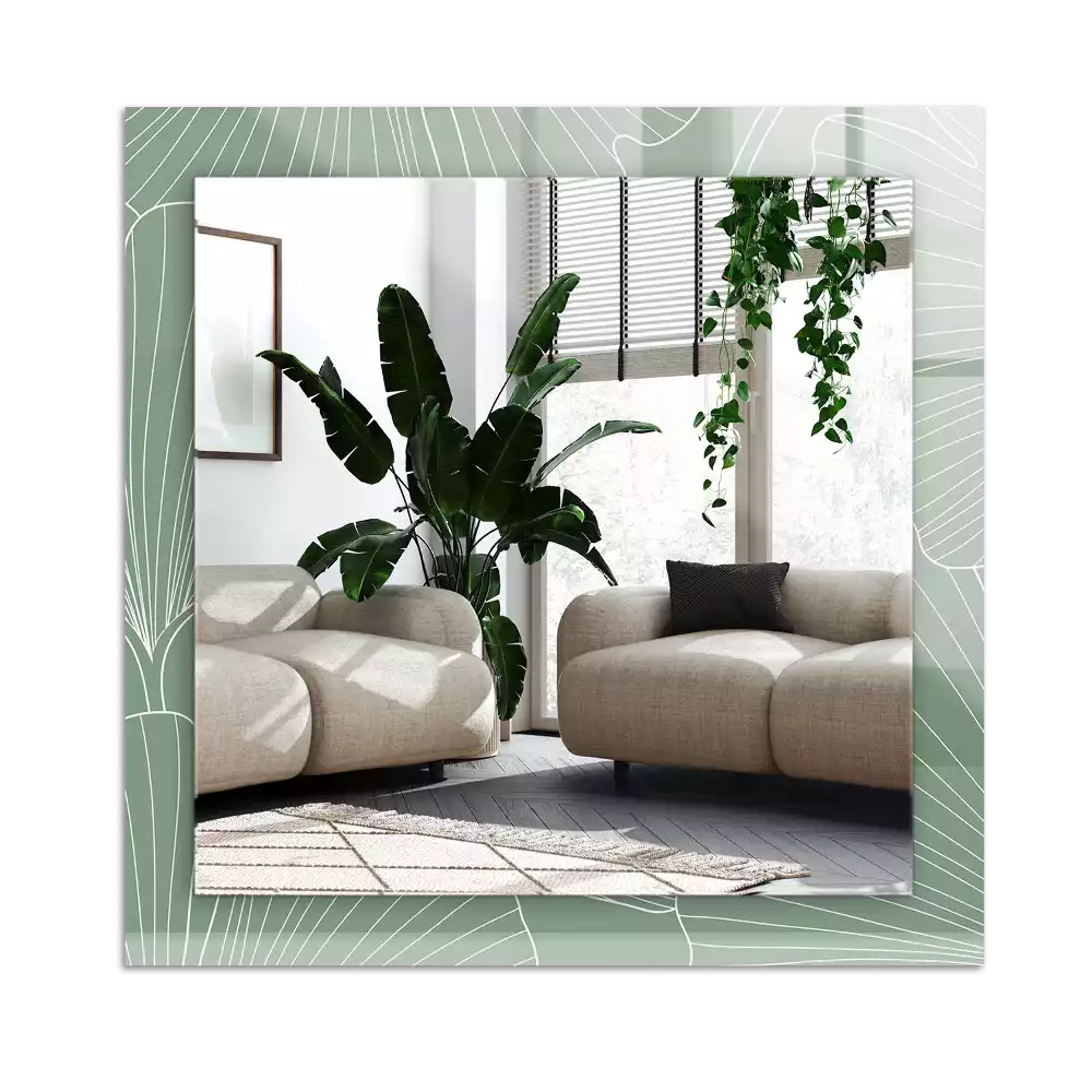 Miroir avec imprimé décoratif rectangulaire Feuilles de ginkgo