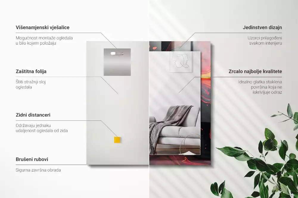 Miroir avec imprimé rectangulaire Lave abstraite