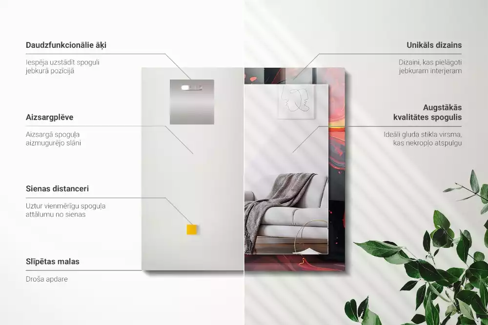 Miroir avec imprimé rectangulaire Lave abstraite