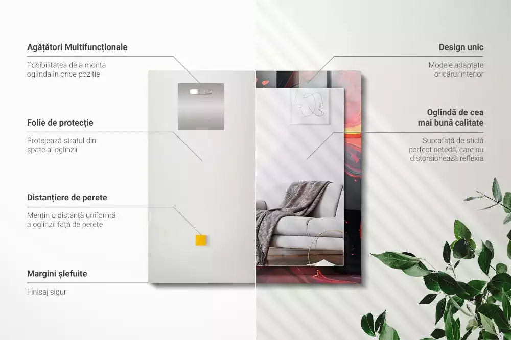 Miroir avec imprimé rectangulaire Lave abstraite