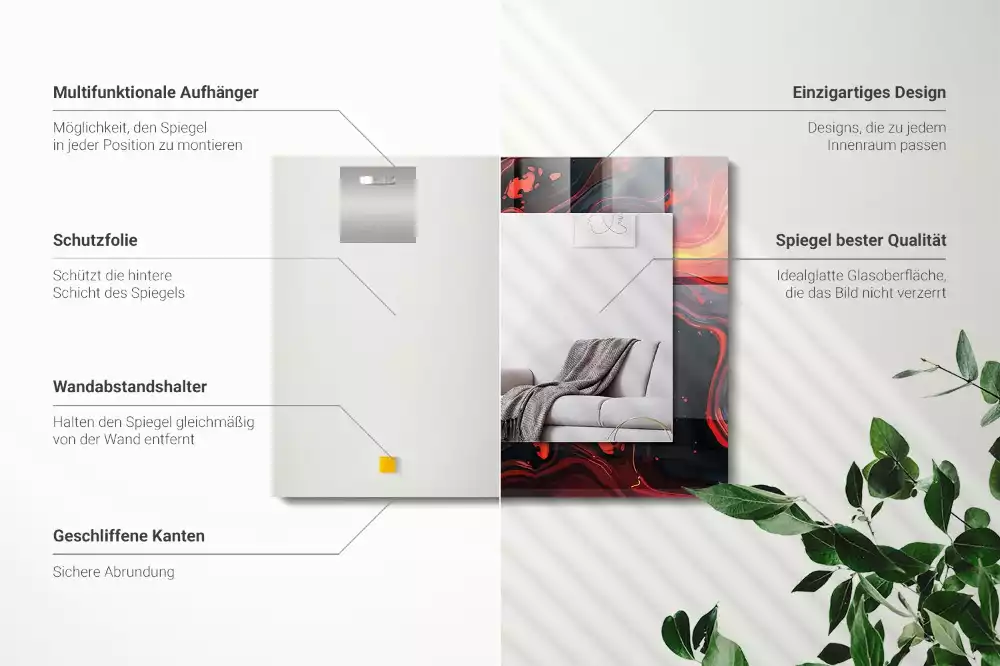 Miroir avec imprimé rectangulaire Lave abstraite