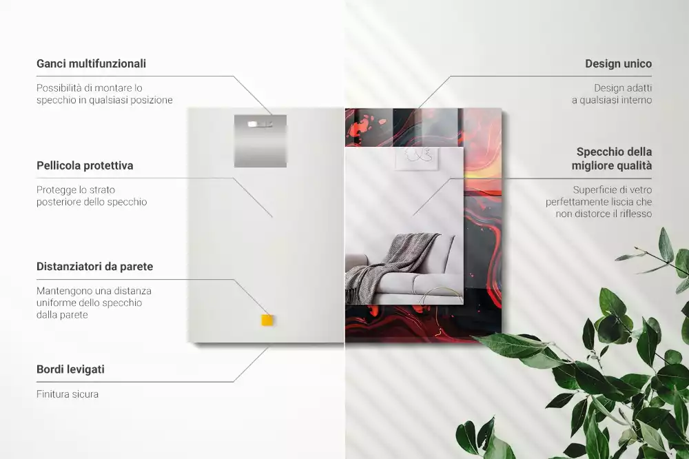 Miroir avec imprimé rectangulaire Lave abstraite