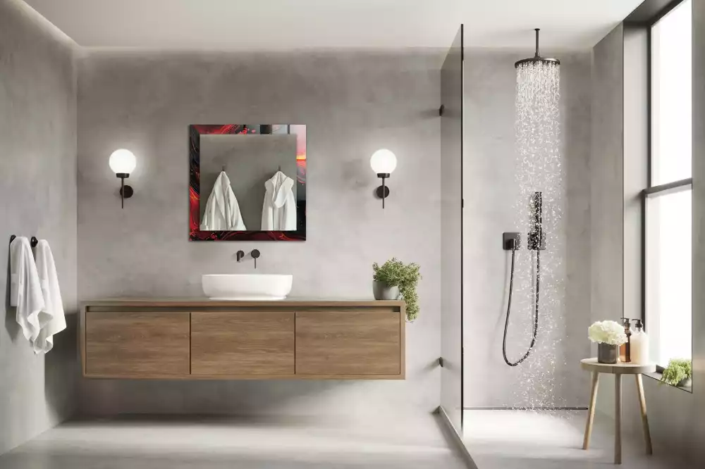 Miroir avec imprimé rectangulaire Lave abstraite