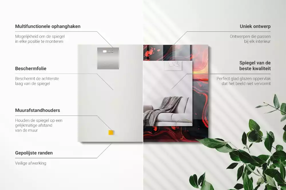 Miroir avec imprimé rectangulaire Lave abstraite