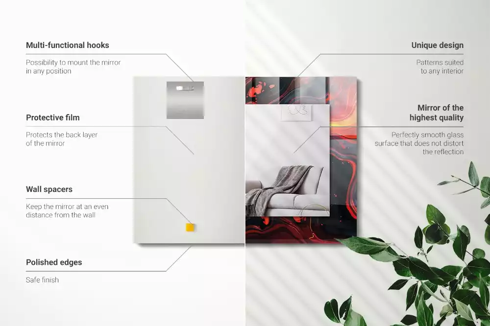 Miroir avec imprimé rectangulaire Lave abstraite