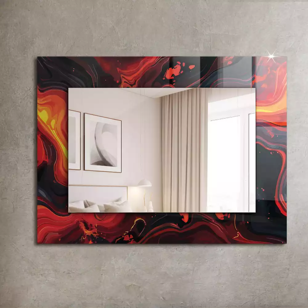 Miroir avec imprimé rectangulaire Lave abstraite
