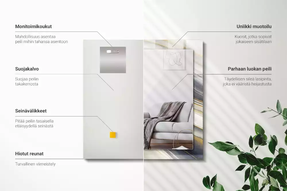 Miroir avec imprimé décoratif rectangulaire Vagues de couleurs abstraites