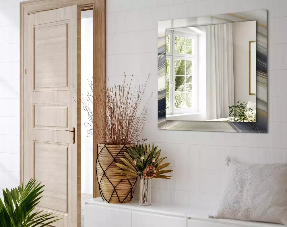 Miroir avec imprimé décoratif rectangulaire Vagues de couleurs abstraites