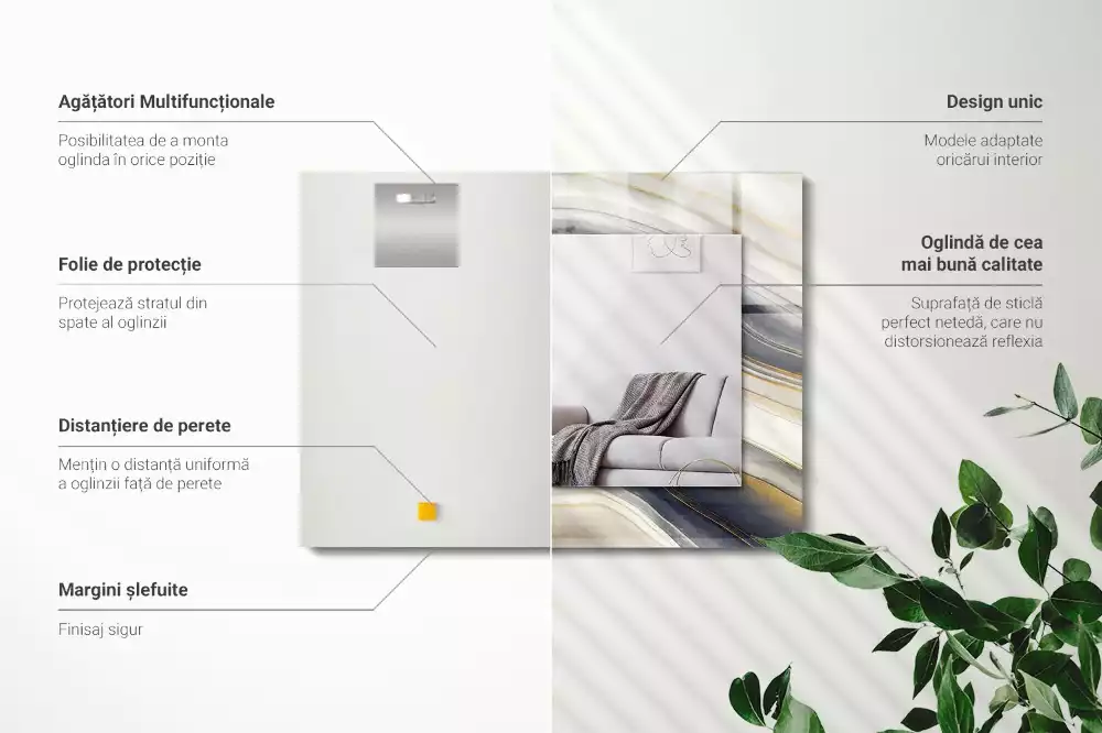 Miroir avec imprimé décoratif rectangulaire Vagues de couleurs abstraites