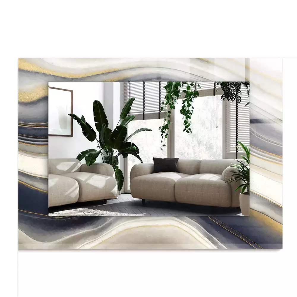 Miroir avec imprimé décoratif rectangulaire Vagues de couleurs abstraites