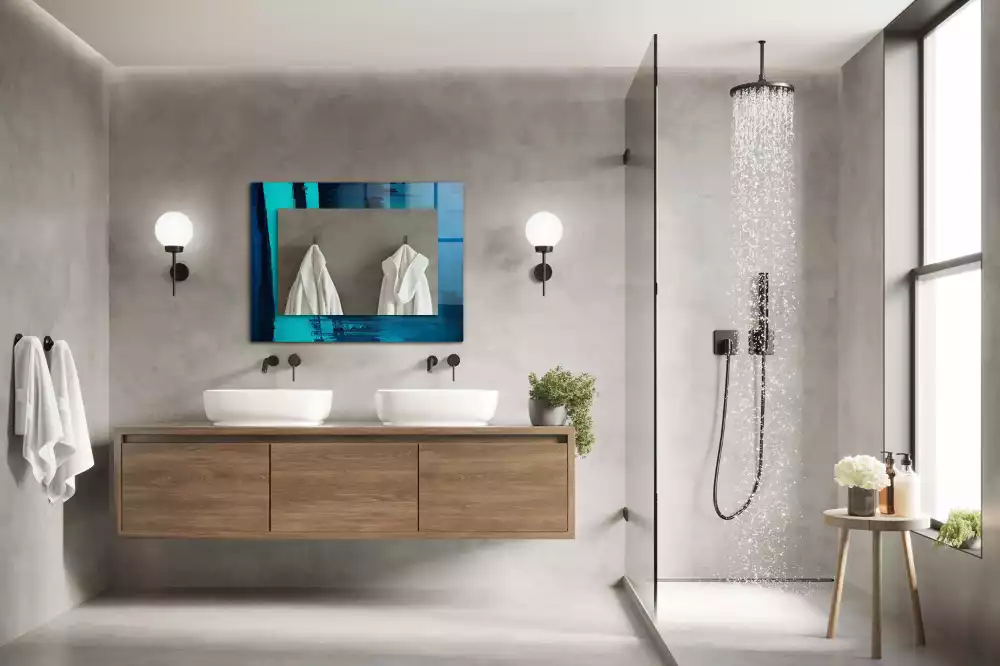 Miroir décoratif rectangulaire Art abstrait bleu