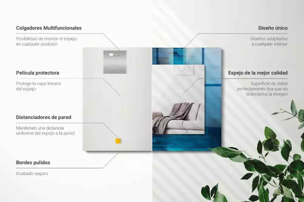 Miroir décoratif rectangulaire Art abstrait bleu